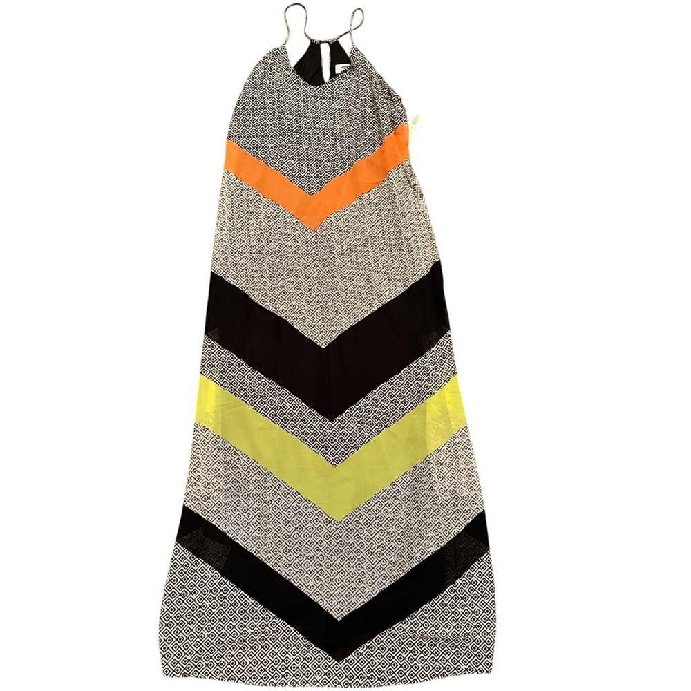 Old Navy Maxi Dress Womens Multi Geometric Chevron Halter V302842 Medium